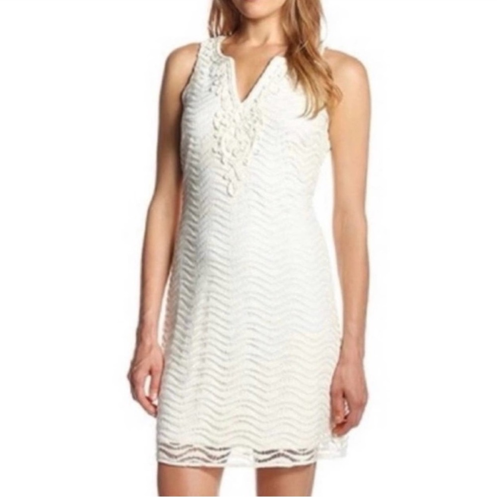 Lilly Pulitzer Cream White Lace Sleeveless Margate Shift Tank Dress Womens S